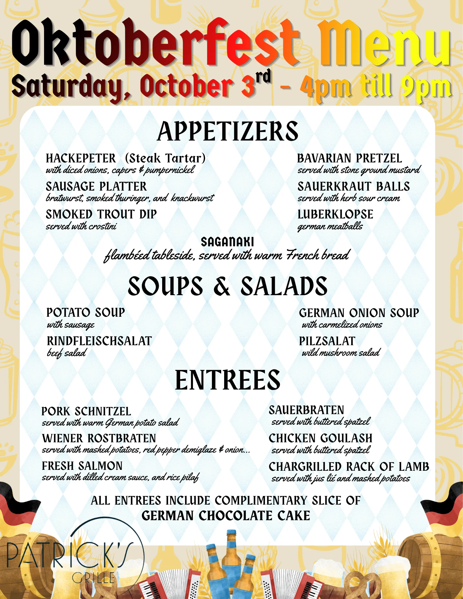 Copy of Menu & Flyer – Oktoberfest Oktoberfest 2026 Menu Saturday, October 3rd, 4pm till 8pm